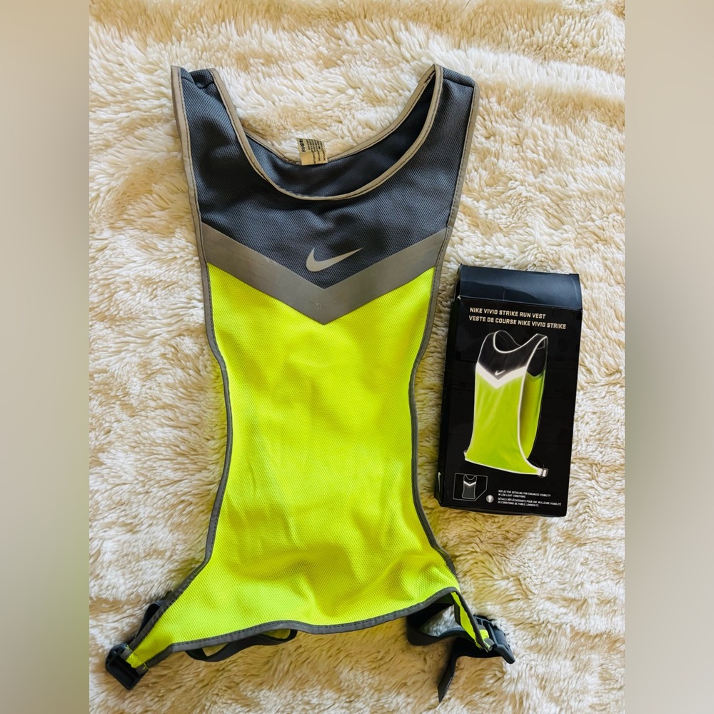 Nike Vivid Strike Run Vest, Neon Yellow and Gray Visibility Vest